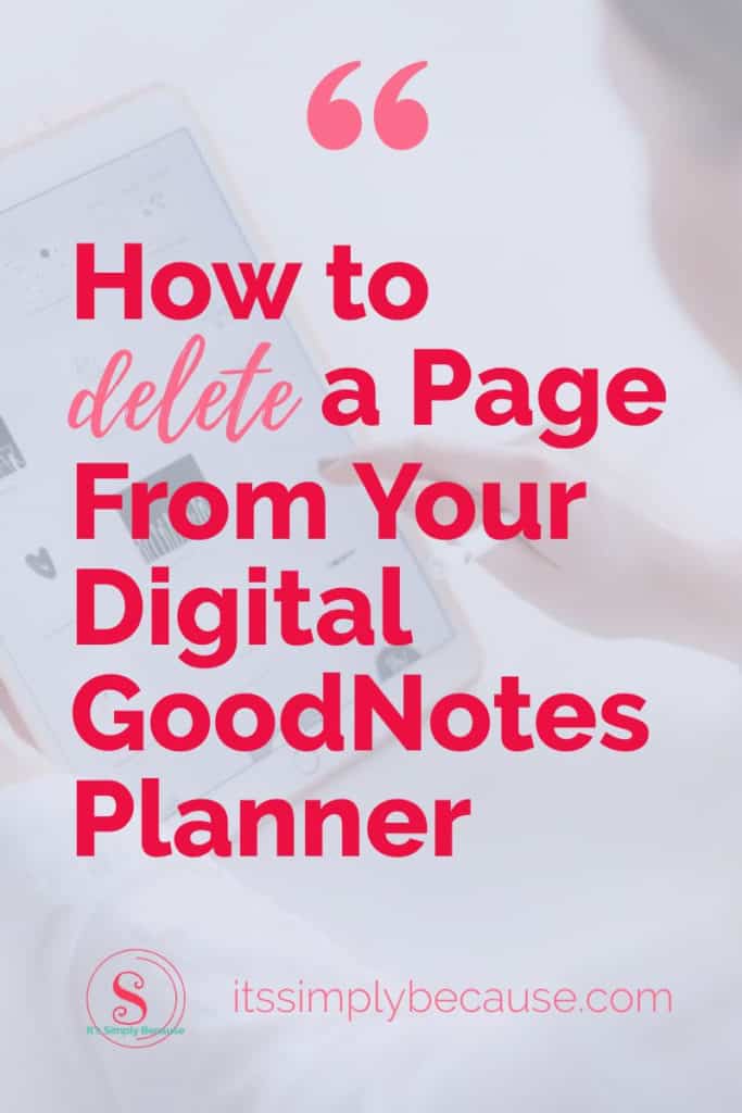 delete page from digital planner for goodnotes